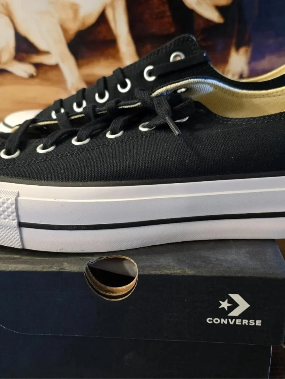 Converse Chuck Taylor All Star Lift Ox Black White Platform W 7.5 560250C NEW - Picture 5 of 9